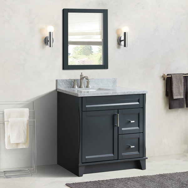 Bellaterra Home 400700-37L 37" Single sink vanity in White finish with Black galaxy granite and Left door/Left sink