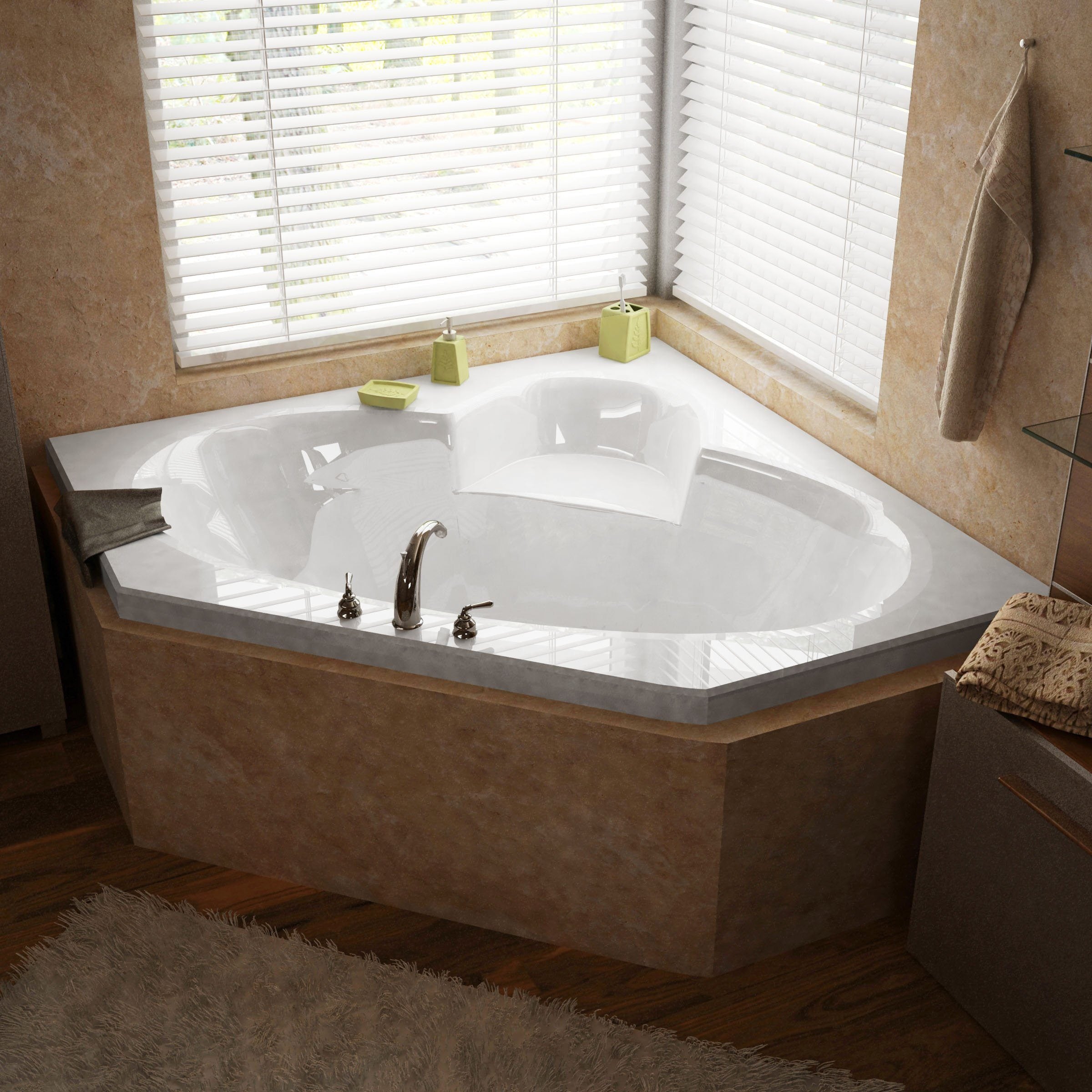 Anzzi 6060s Atlantis Whirlpools Sublime 60 X 60 Corner Soaking Bathtub Luxe Bathroom Vanities 7000