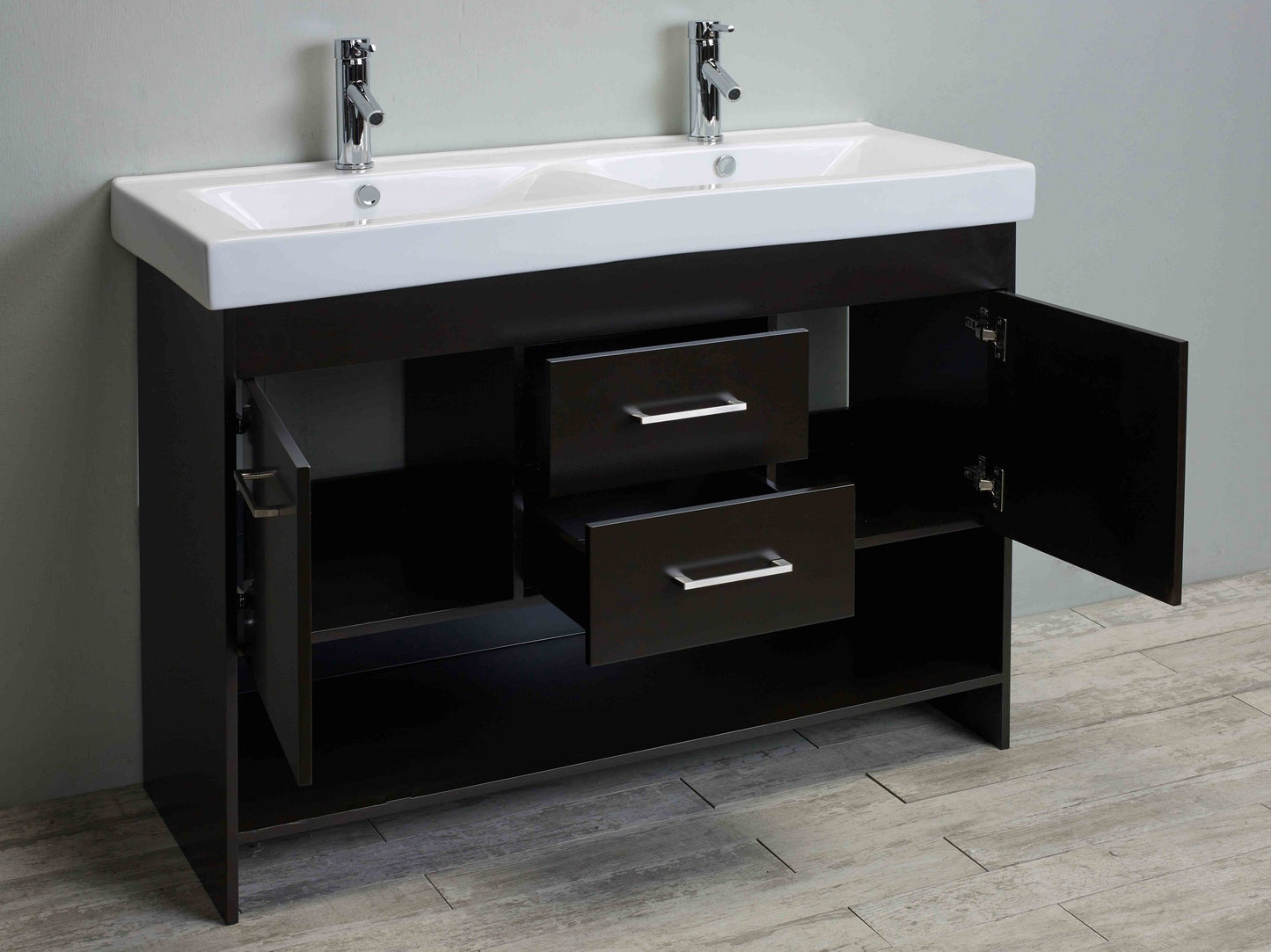 Totti Gloria 48 Inch Double Sink Bathroom Vanity With White Integrated Double Porcelain Sink 