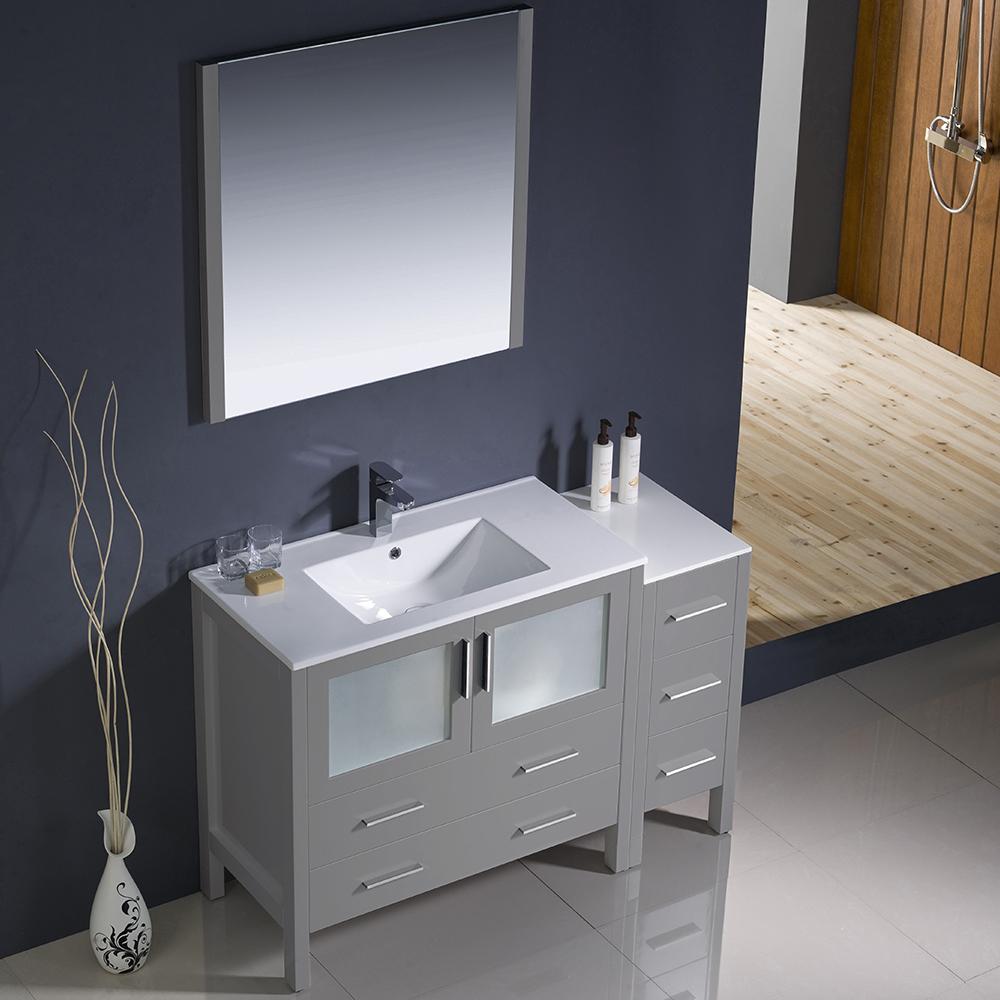 Fresca Torino 48 Gray Modern Bathroom Vanity W Side Cabinet Integrated Sink Luxe Bathroom Vanities