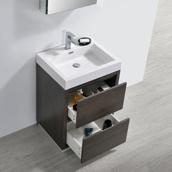 Fresca Valencia 24" Gray Oak Free Standing Modern Bathroom Vanity w/ Medicine Cabinet - Luxe Bathroom Vanities