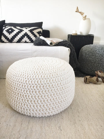 ottoman crochet knitted pouffe grey yellow knitted pouffe knitted pouf