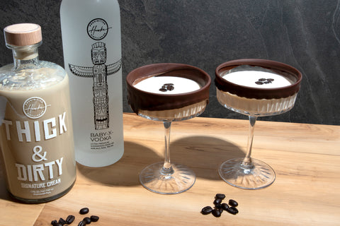 Martini with bottles and chocolate rim
