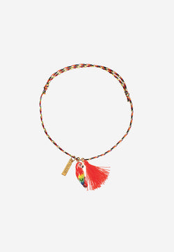 Red parrot pompom multicolor charms