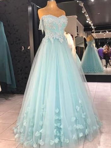 light blue off the shoulder ball gown