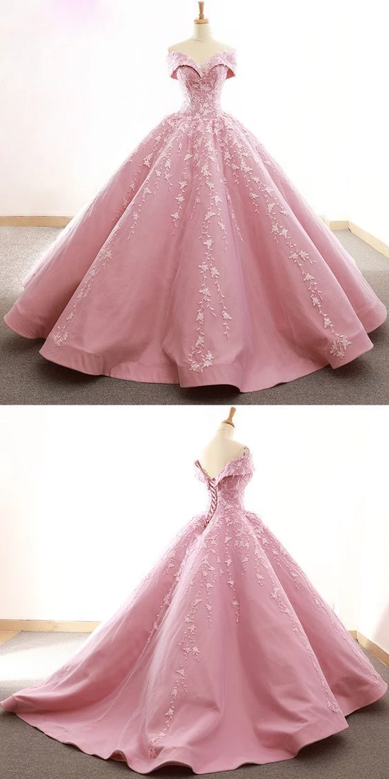 pink satin ball gown