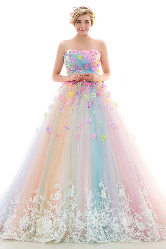 rainbow evening gown