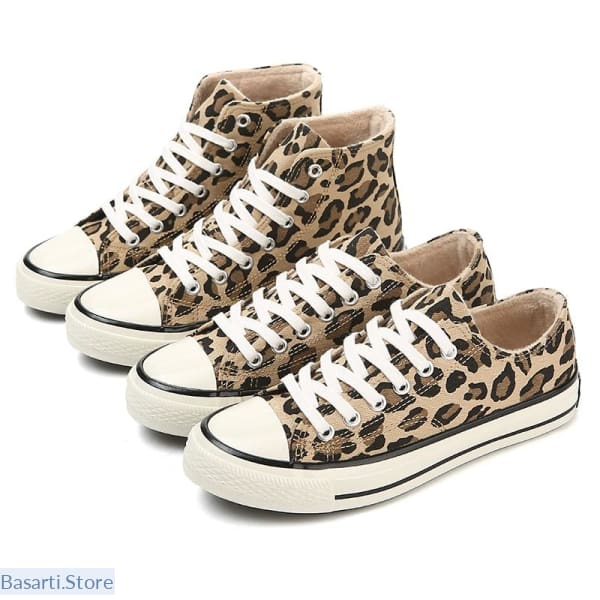 Leopard Print Lace-Up Canvas Sneaker