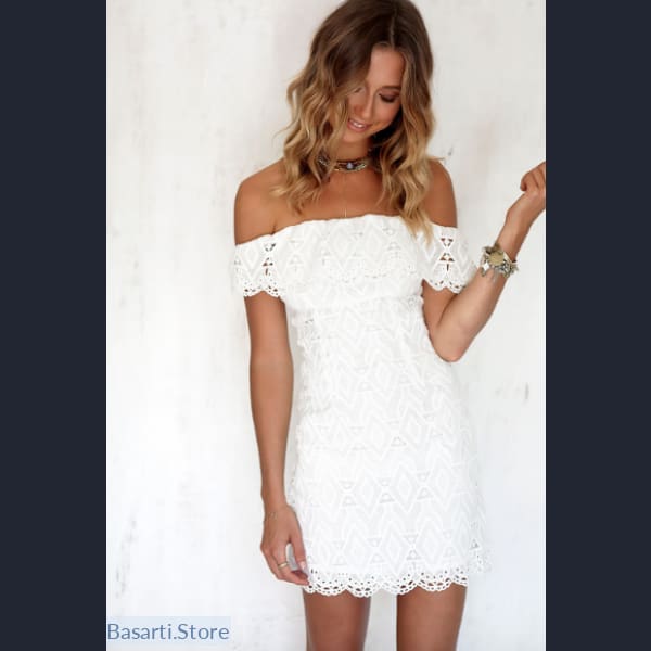 bardot white lace dress