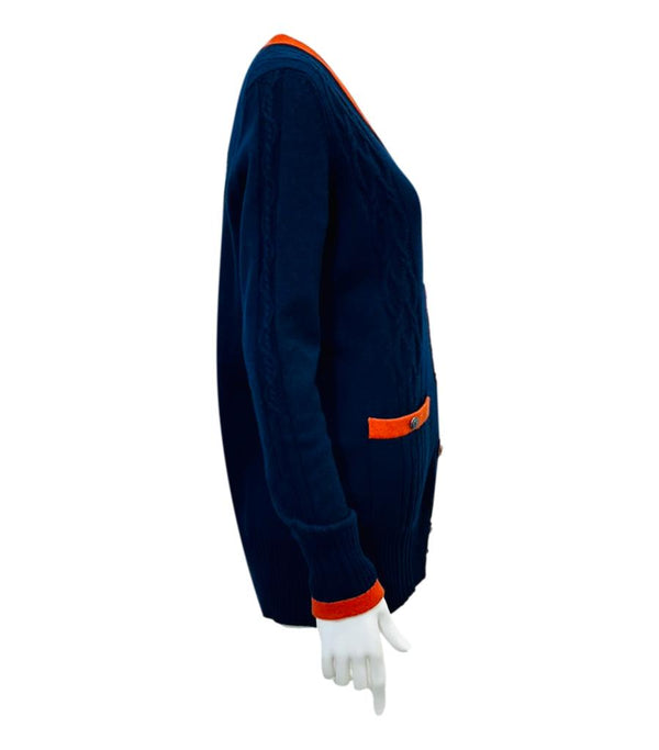 CHANEL Black Knit cashmere sweater jacket sz 36