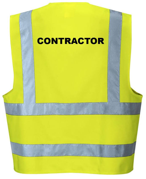 Crowd Control Pre Printed Hi Vis Safety Vest / Hi Viz Waistcoat EN ISO  20471 Yellow