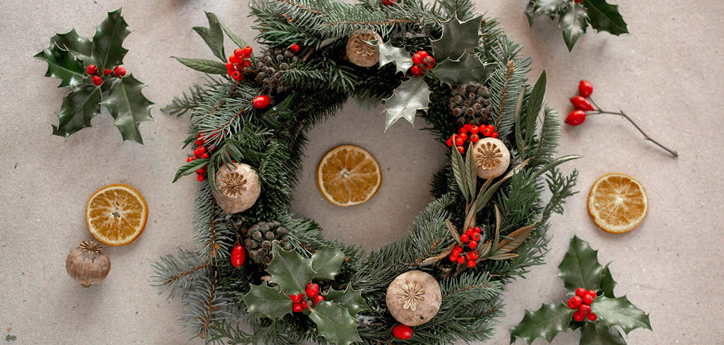 Christmas Wreath DIY with oranges