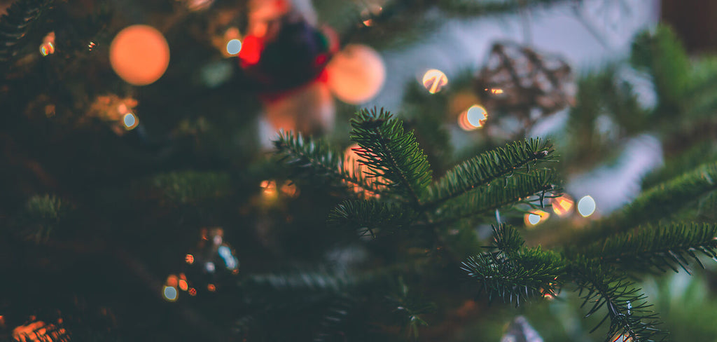 Dark and Moody Christmas Tree Close Up