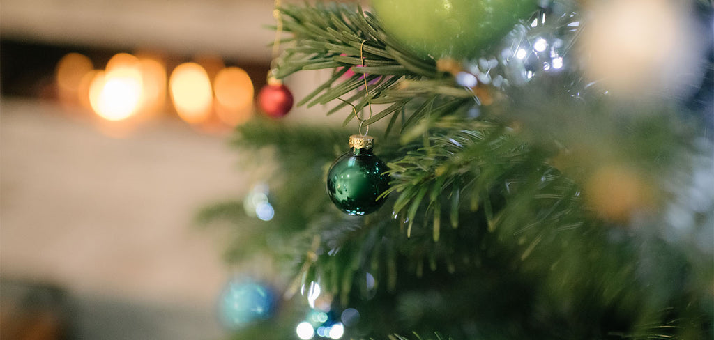 green bauble on tree