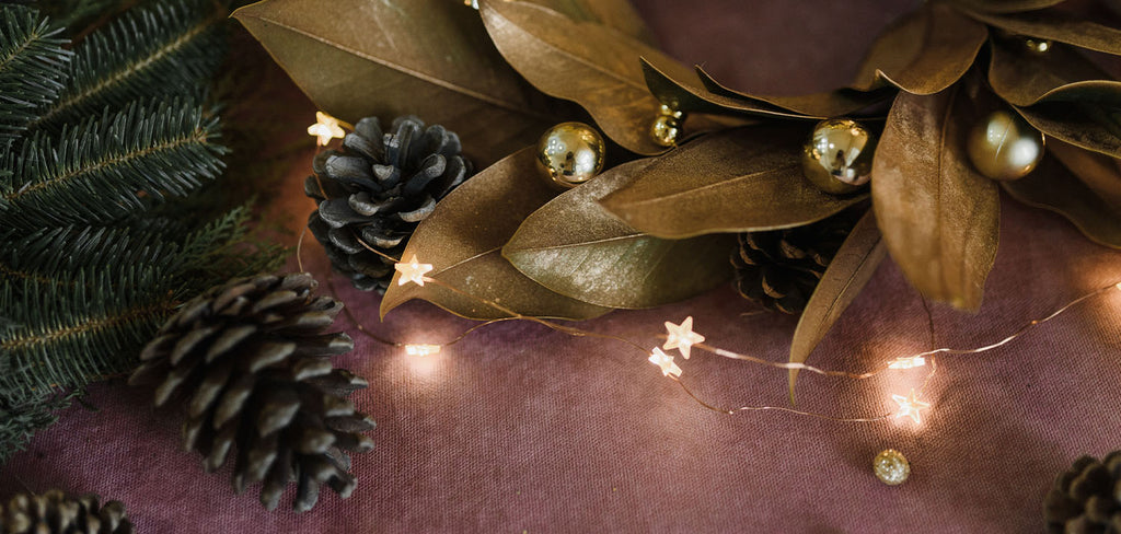 Golden Leaves Wreath with pine cones