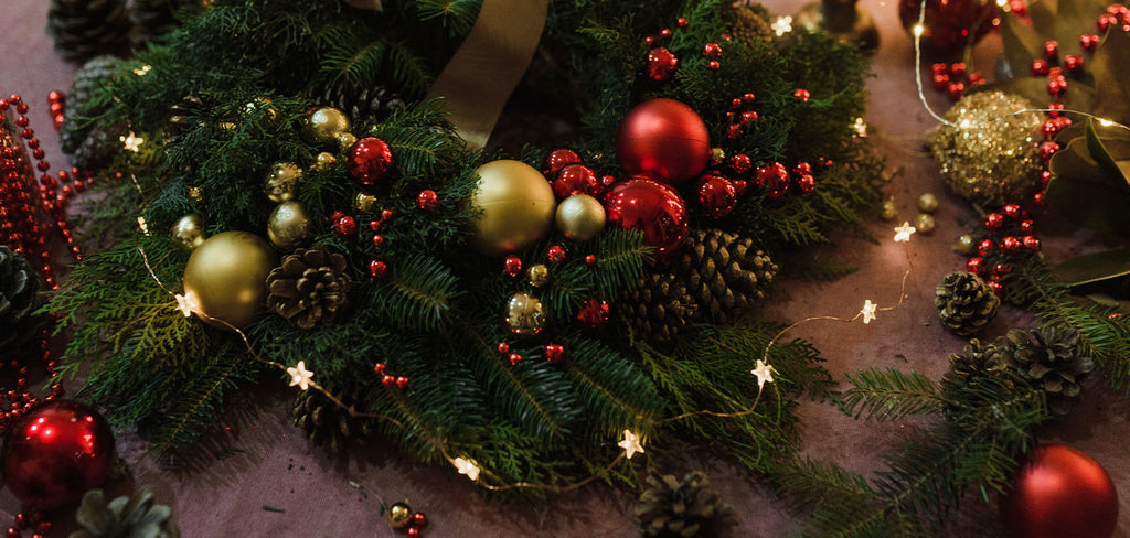 wreath with fairy lights