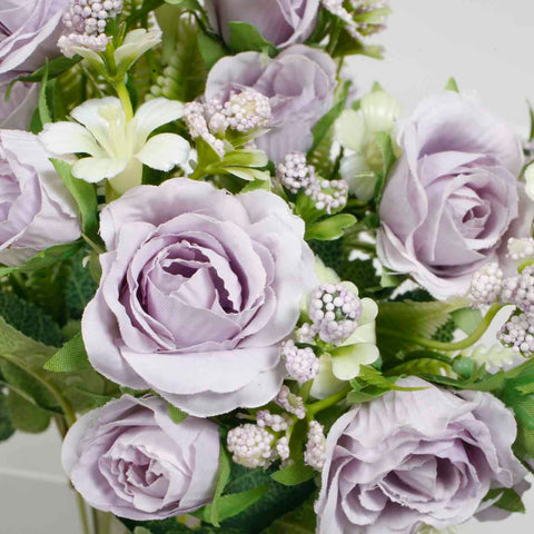 Artificial Rose Small Flower Bouquet  - Lavender - Spray Style