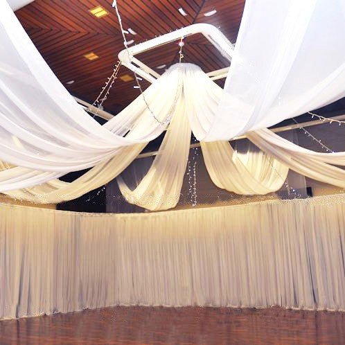 Shop White Ice Silk Satin Ceiling Draping 8 Drapes Luna