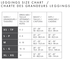 Mondor Skating Tights Size Chart