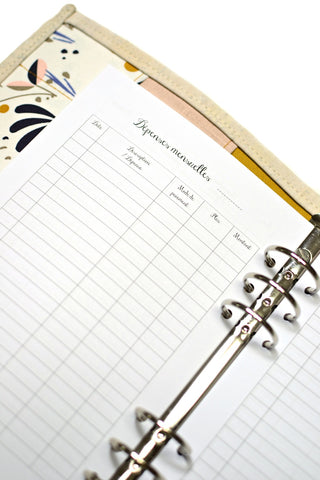 journal de dépenses mensuelles à imprimer pour filofax et planners organiseurs