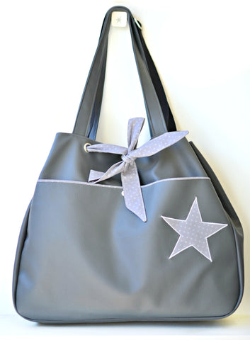 sac à langer moderne seau ceinture simili cuir gris shirley chiche