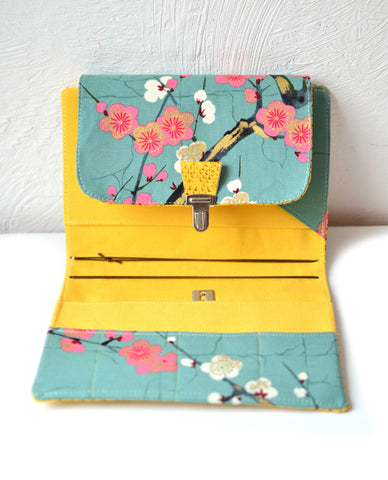 fauxdori b6 coton fleurs de cerisier et simili cuir dragon fermeture solide