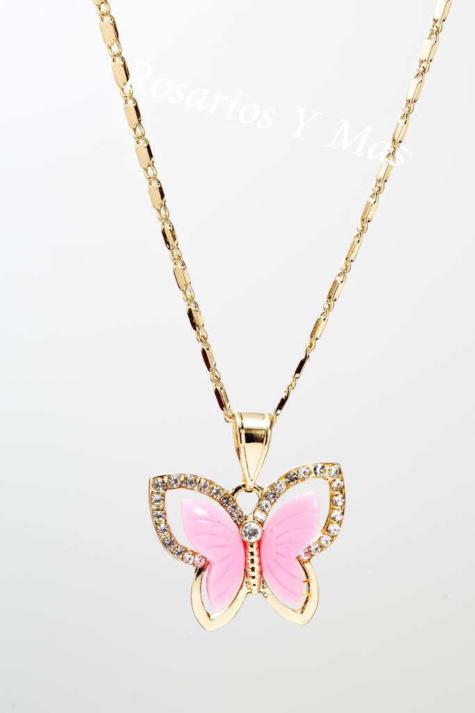 Butterfly Pendant with Necklace (24K Gold Filled) - con Caden – Rosarios Y Mas