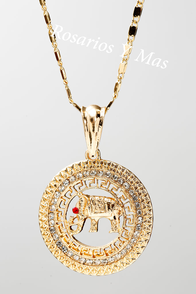 Elephant Pendant with Necklace (24K Gold Filled) - Elefante con – Rosarios Y