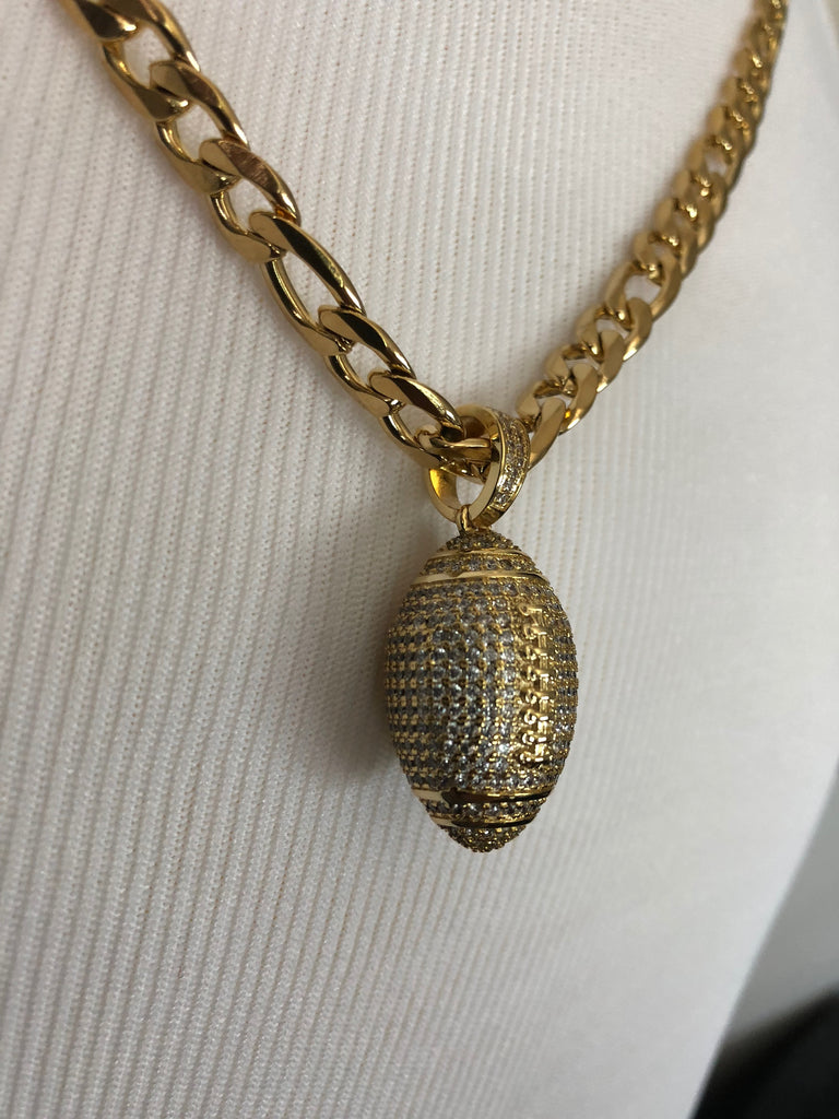 Football Iced Out Pendant with 28