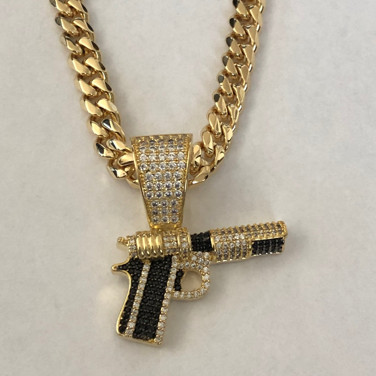 Gun Iced Out Pendant with 26