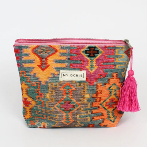 Orange and Pink Aztec Print Washbag