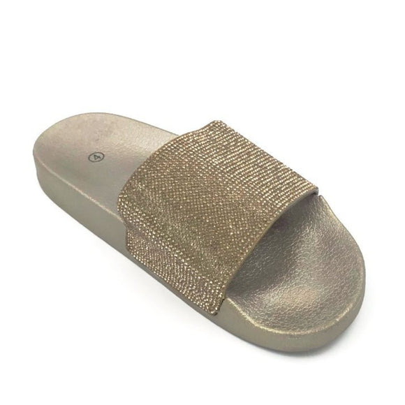 gold diamante sliders