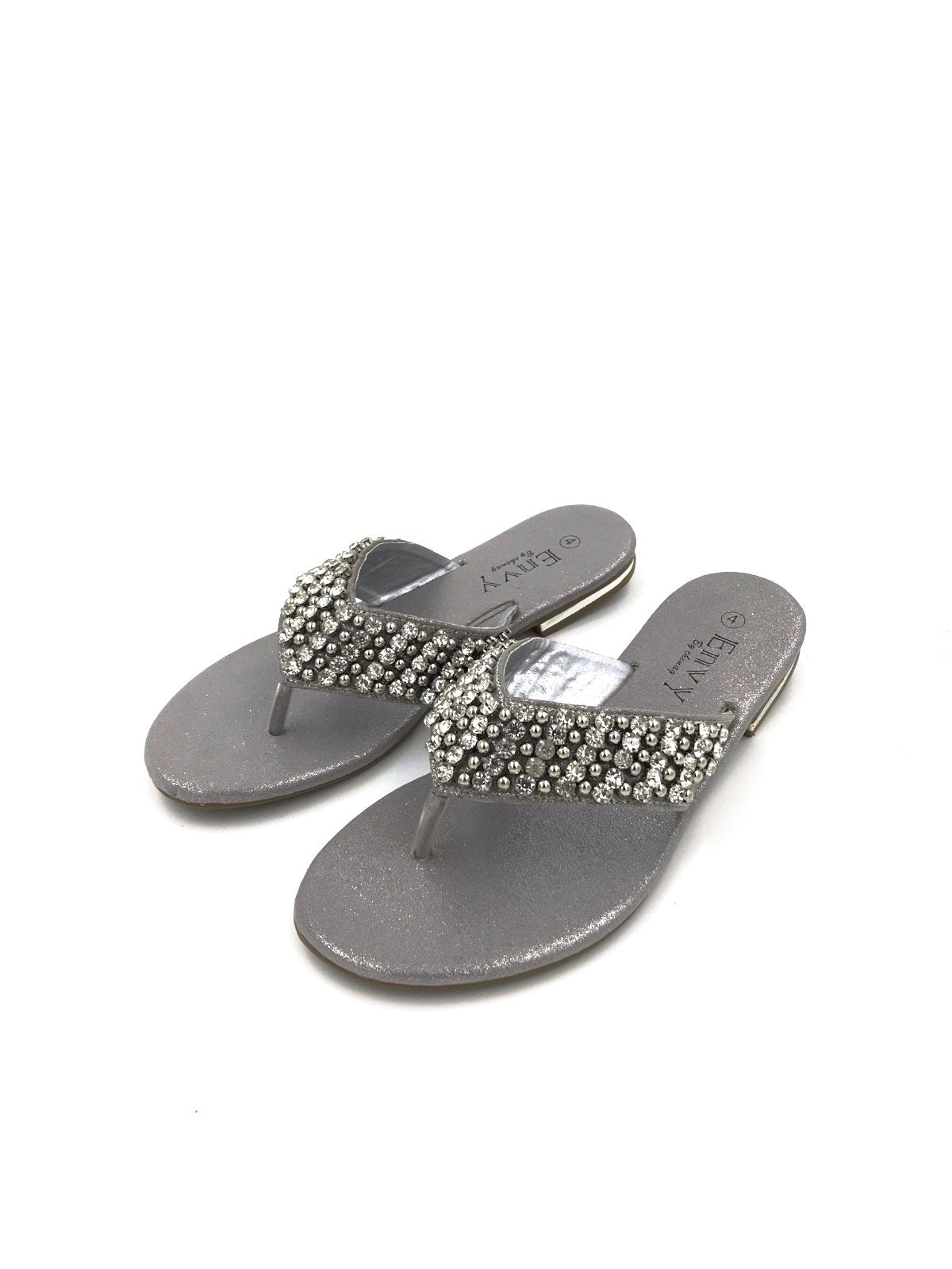 silver diamond flip flops