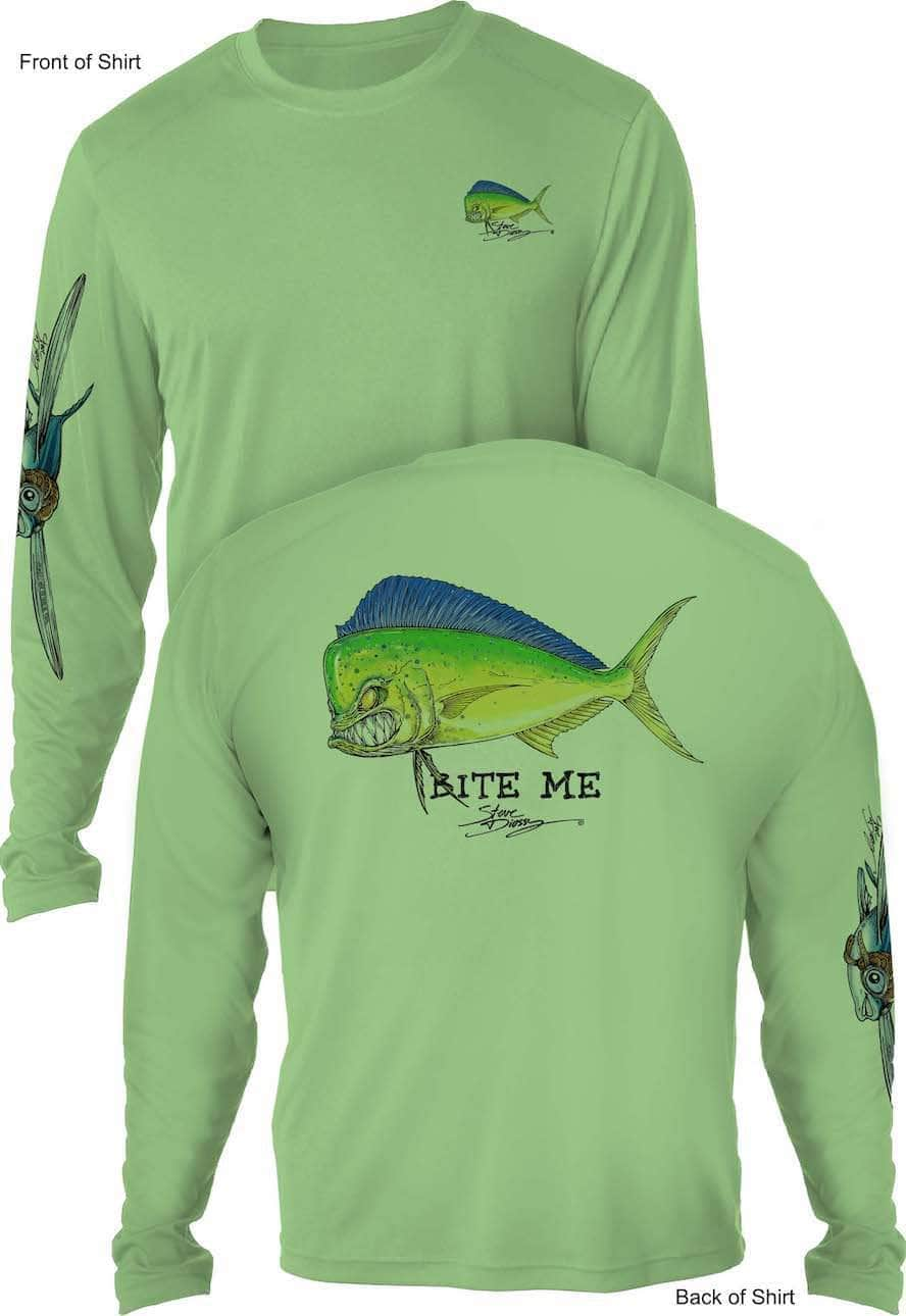 Bite Me Mahi Men S Long Sleeve Sun Protection Shirt Steve Diossy Marine Artist