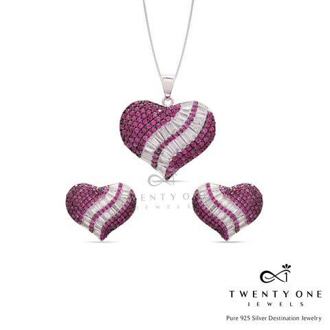 Invisible Setting Ruby Love Struck Pendant Set on 925 Silver-Twenty One Jewels