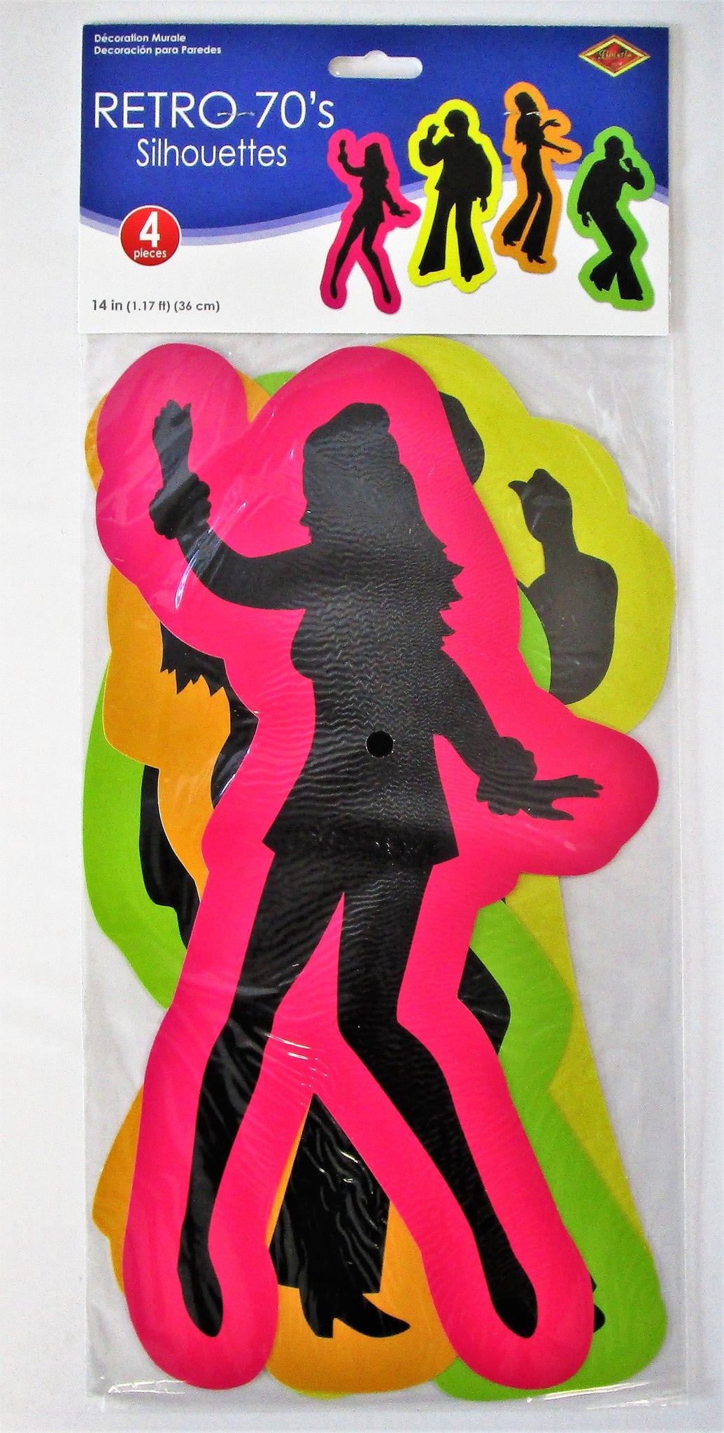 Pack Of 4 Retro 70 S Silhouette Decorations Saturday Night Fever Disco Party