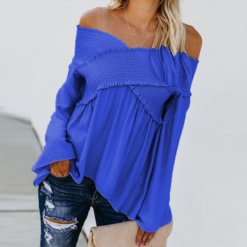 Elastic Flare Sleeve Plain Loose T-Shirts