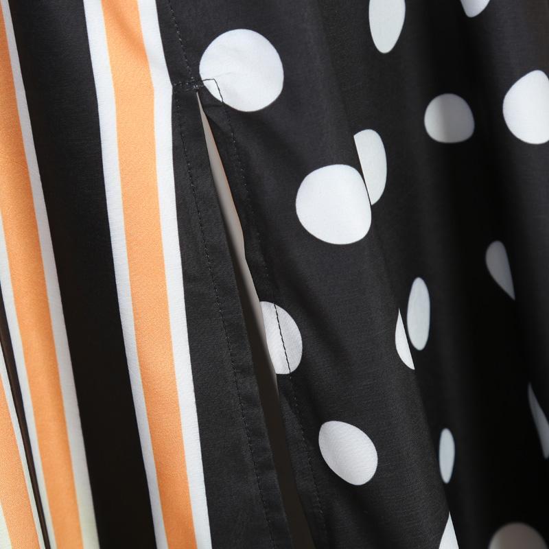 Fashionable V-Neck short sleeves Striped Polka Dot Maxi Dress