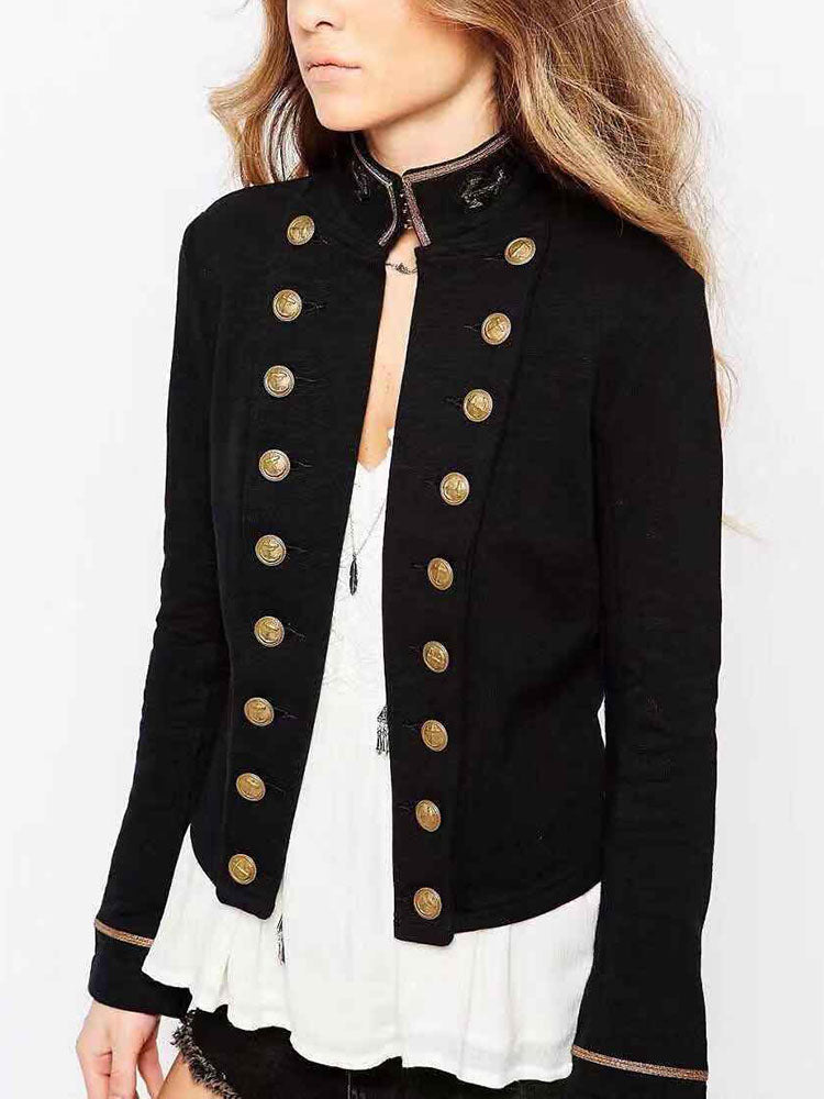 British Style Solid Color Slim Double-Breasted Jacket