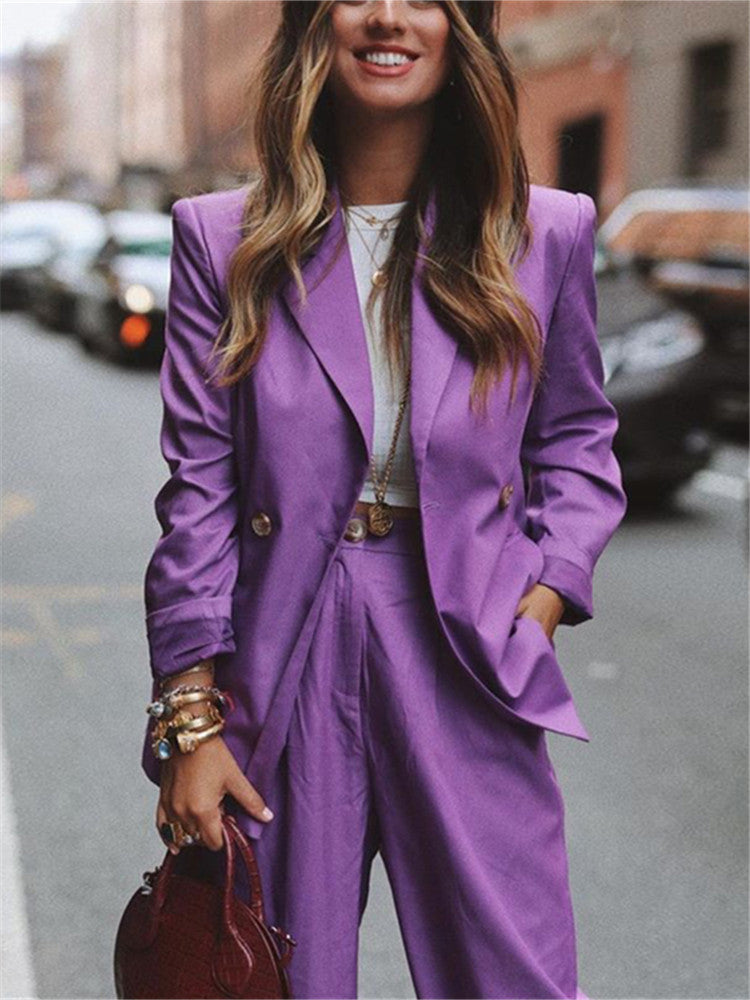 Fashion lapel solid color blazer