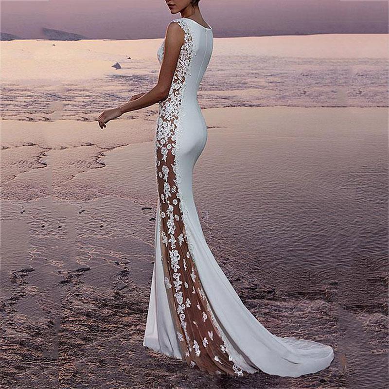 Sexy See-Through Sleeveless Fishtail Evening Dress