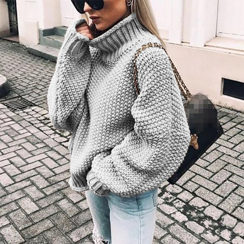 Casual Pure Color Batwing Sleeve Sweater