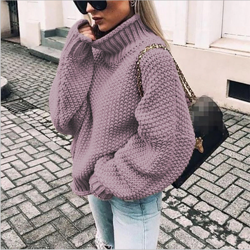Casual Pure Color Batwing Sleeve Sweater