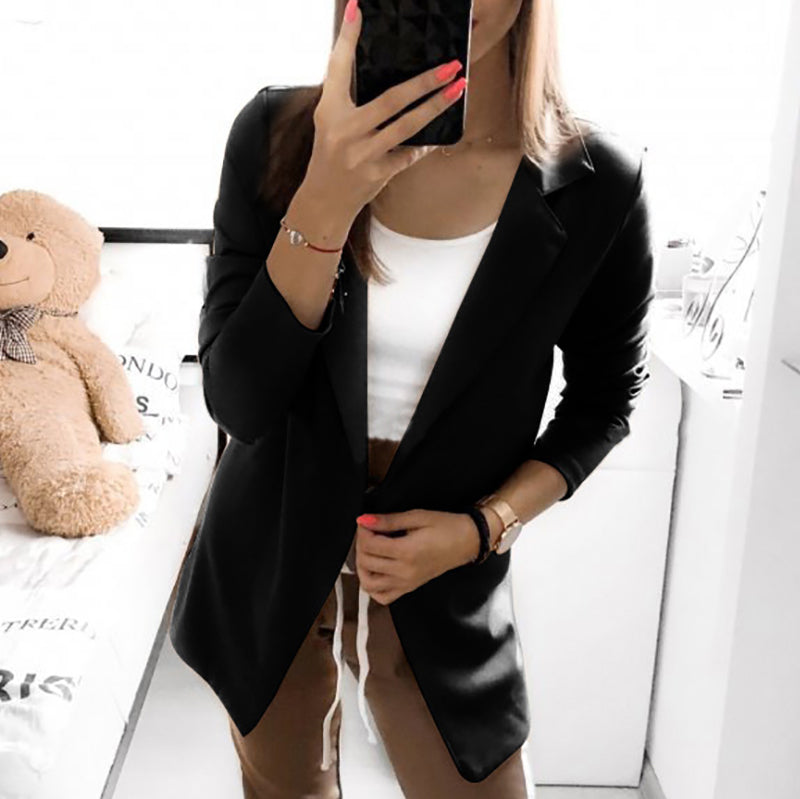 Work Long Sleeve A Lapel Pure Color Blazer