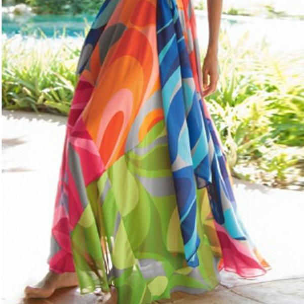 Halter Neck sleeveless Floral Print Vacation Maxi Dress