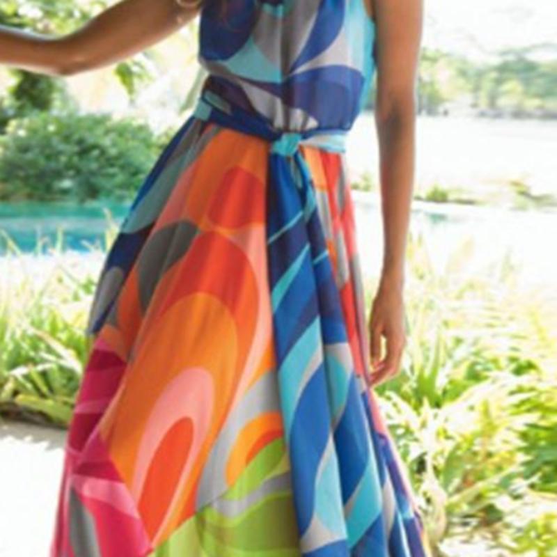 Halter Neck sleeveless Floral Print Vacation Maxi Dress