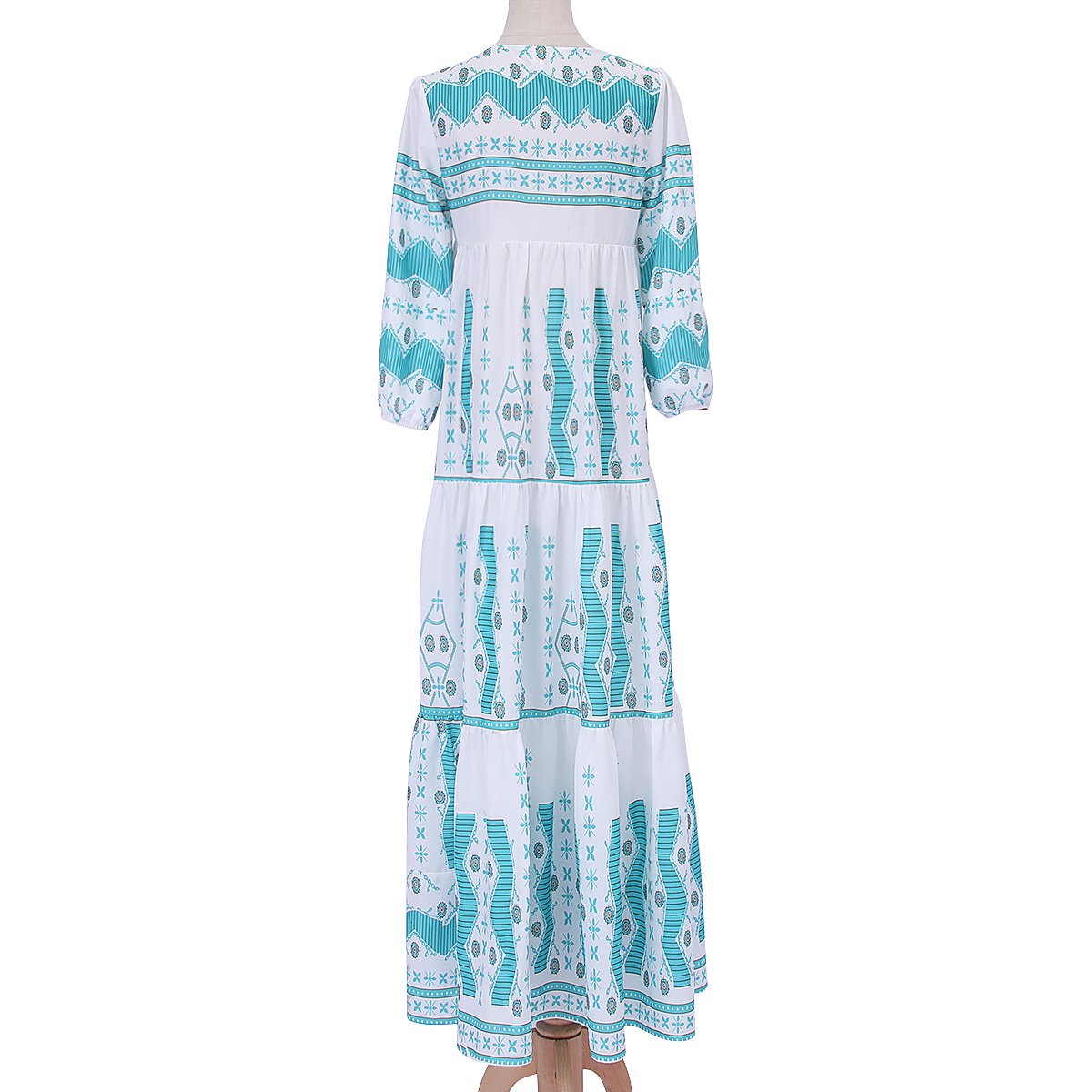 Spring Summer Cotton Linen Printed long sleeves Dress