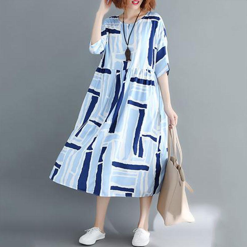 Casual Pleated Round Neck  Short sleeves Dress