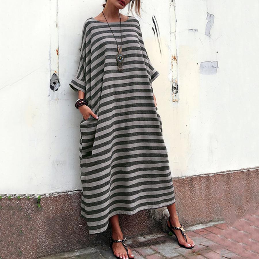 Oversized Round Neck long sleeves Pocket Dress