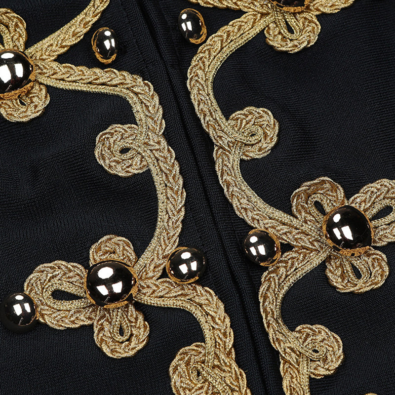 British style gold embroidered short Blazer